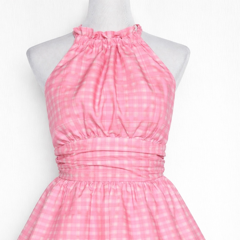 Hello Molly Pink Gingham Halter Mini Dress - Picture 4 of 12